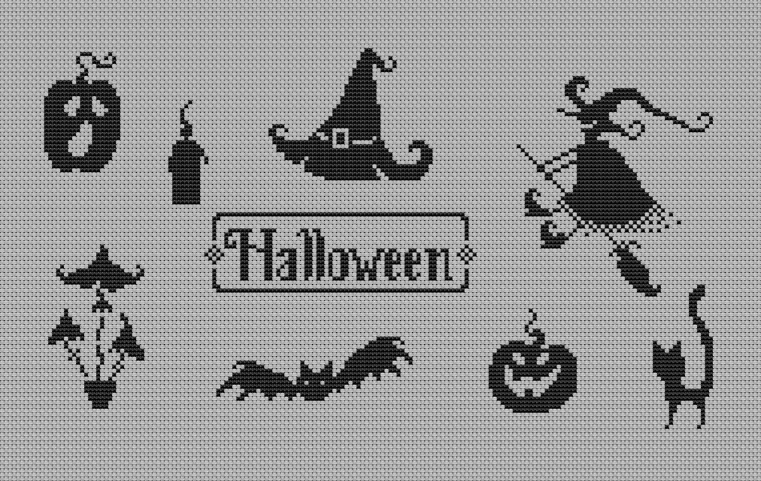 Halloween Cross Stitch Pattern Halloween Sampler Cross Stitch Witch