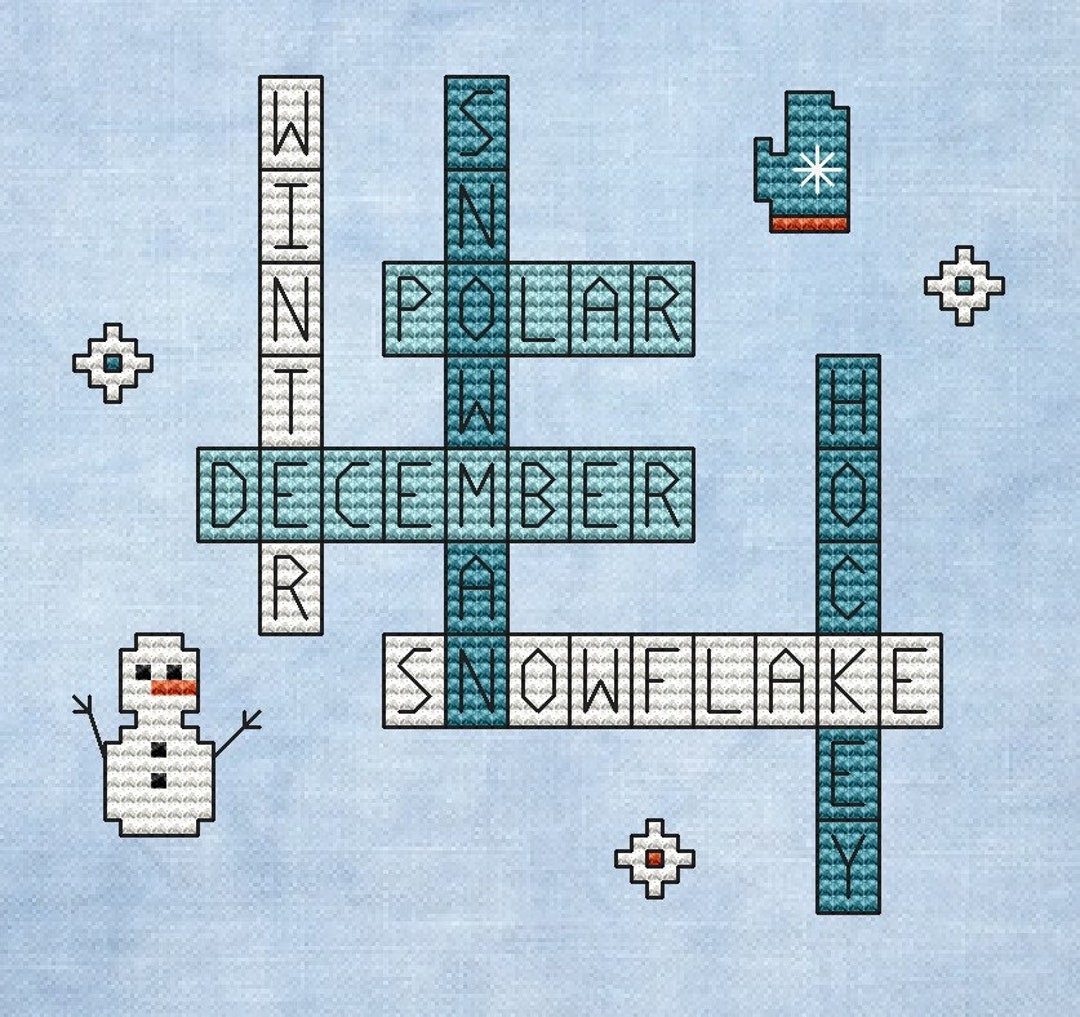 Winter Crossword Cross Stitch Pattern Winter Cross Stitch Crossword