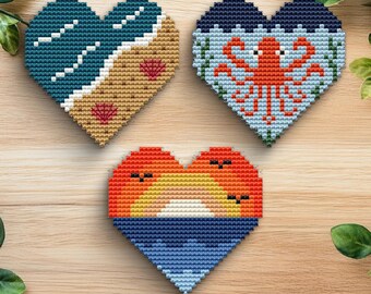 Sea Hearts Cross Stitch Pattern | Ocean Love Marine Collection (Digital Download)