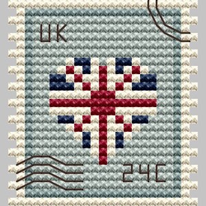 Simple Uk Pattern UK Postage Stamp Cross Stitch Pattern Great Britain Cross Stitch United ...