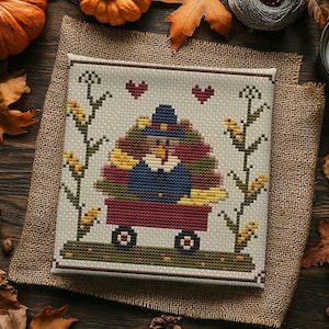 Turkey Thanksgiving Cross Stitch Pattern, Fall Embroidery (PDF Pattern)