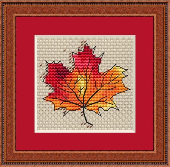 Cross Stitch Maple Leaves Mini Maple Leaf Cross Stitch Pattern The