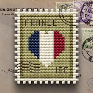 France Flag Cross Stitch Pattern, Beginner Embroidery (Digital Download)
