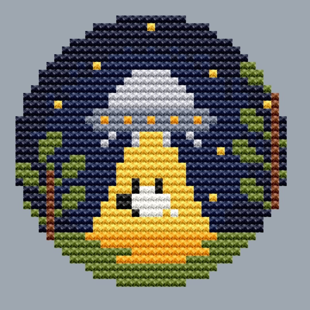Flying Saucer Cross Stitch Pattern Alien Cross Stitch UFO Cross Stitch