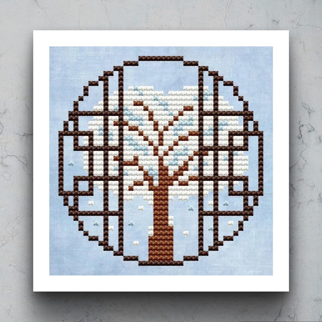 Winter Tree Cross Stitch Pattern | Snowy Bare Branch Embroidery (PDF ...