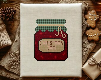 Modèle de point de croix de confiture de Noël, broderie de pot d'hiver (modèle PDF)