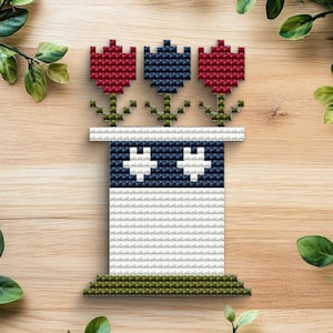 Patriotic Flowers Cross Stitch Pattern (PDF Download) – Fourth of July
