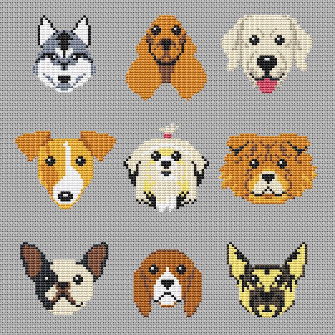 Cute Dogs Cross Stitch Pattern Dog Breeds Sampler Cross Stitch Etsy