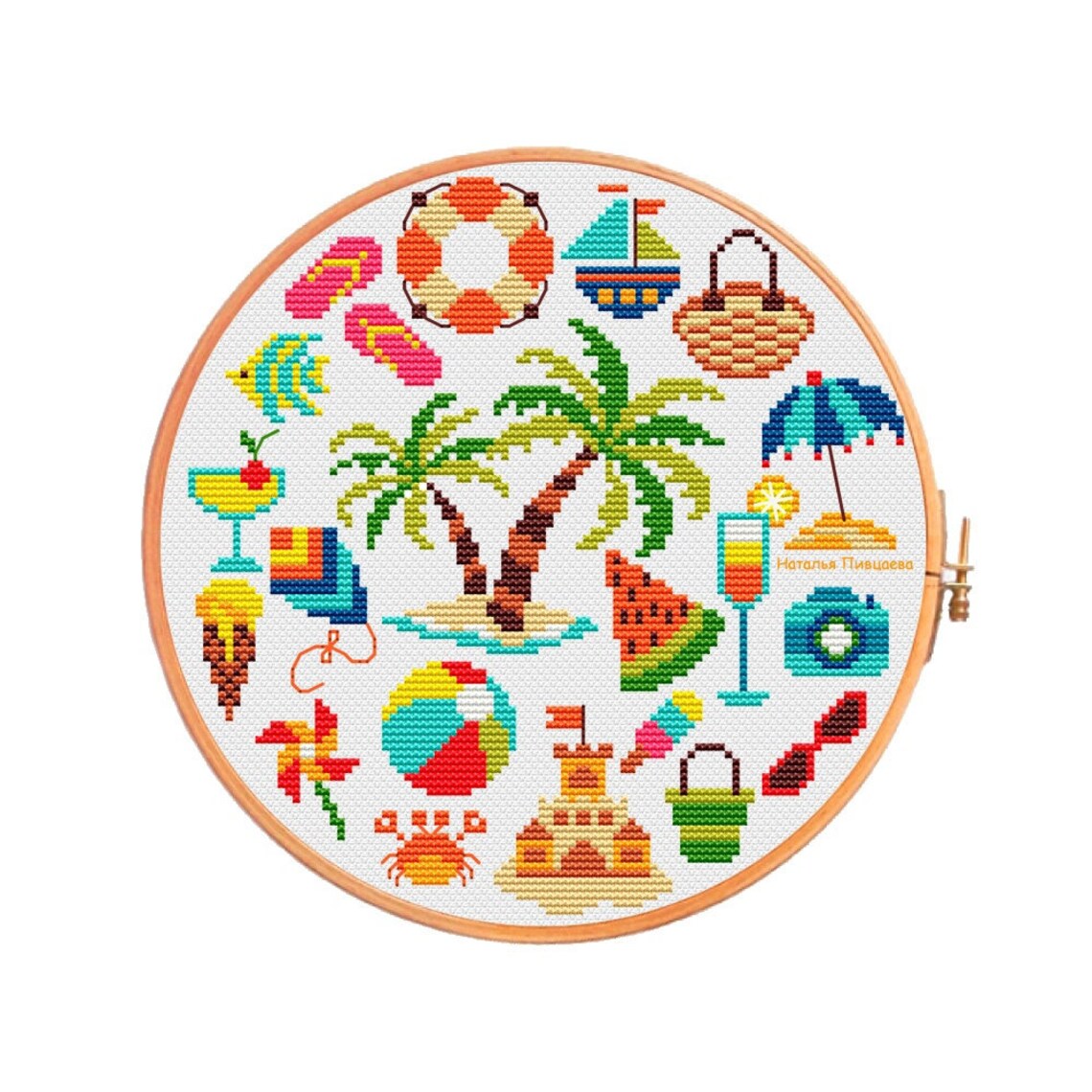 Summer Vacation Sampler Cross Stitch Pattern Palm Cross Stitch Etsy