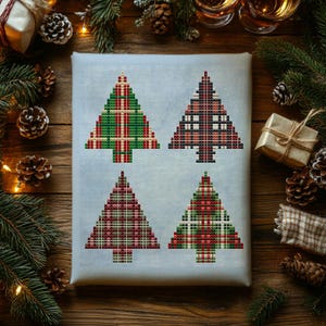Christmas Trees Cross Stitch Pattern, Winter Embroidery (PDF)