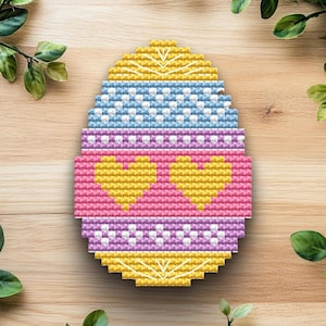 Patrón de punto de cruz de huevo de Pascua rosa, bordado fácil de primavera (PDF)