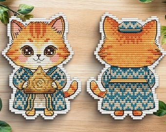 Motif de point de croix chaton Samsa | Broderie de chat au four (téléchargement numérique)