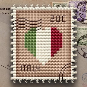 Italien Flagge Briefmarke Kreuzstich Stickmuster, PDF