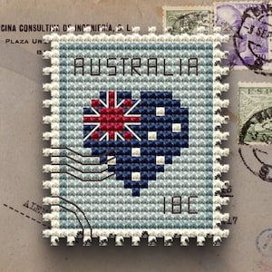 Patrón de punto de cruz con sello postal de la bandera de Australia (descarga en PDF)