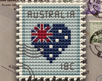 Modèle de point de croix de timbre-poste du drapeau australien (téléchargement PDF)