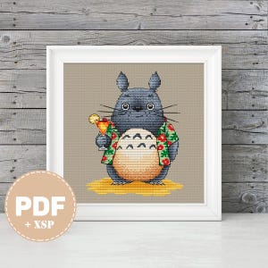 Totoro Cross Stitch Pattern Summer Cross Stitch Anime Cross Stitch Funny Cross Stitch Hand Embroidery Instant Download PDF
