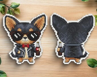 Modèle de point de croix chihuahua | Art de broderie petit chien (téléchargement numérique)