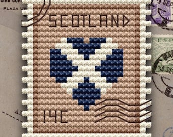 Scotland Flag Postage Stamp Cross Stitch Pattern (PDF)
