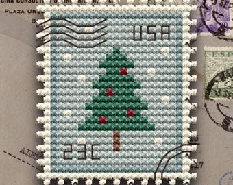 Winter Tree Postage Stamp Cross Stitch Pattern (PDF)