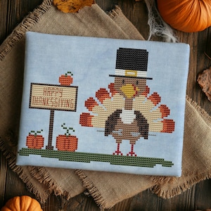Happy Thanksgiving-Türkei Kreuzstich-Muster (PDF Download)