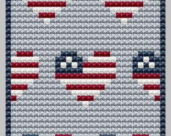 Tag coeurs patriotiques motif point de croix fête de l'indépendance Etats-Unis d'Amérique au point de croix broderie patriotique Happy 4 juillet Téléchargement instantané PDF