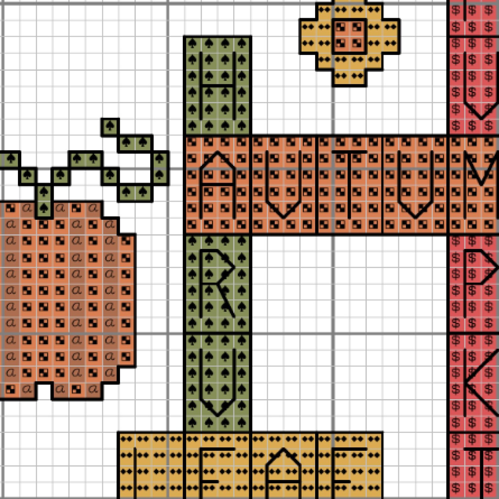 Autumn Crossword Cross Stitch Pattern, Fall Sampler (PDF Pattern) - Etsy