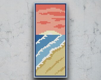 Sunset Bookmark Cross Stitch Pattern | Beach Evening Embroidery (Digital Download)