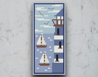 Lighthouse Bookmark Cross Stitch Pattern | Coastal Reading Accessory (PDF Download)