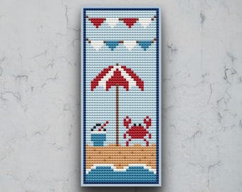 Beach Bookmark Cross Stitch Pattern | Coastal Summer Reading Accessory (Digital Download)