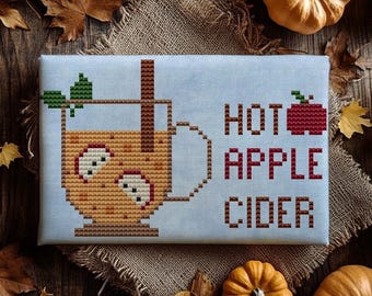 Hot Apple Cider Cross Stitch Pattern: Easy Beginner Embroidery (PDF Download)