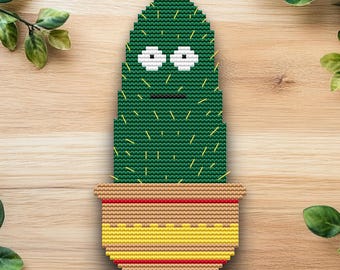 Modèle de point de croix cactus surpris, broderie de plantes amusantes (PDF)