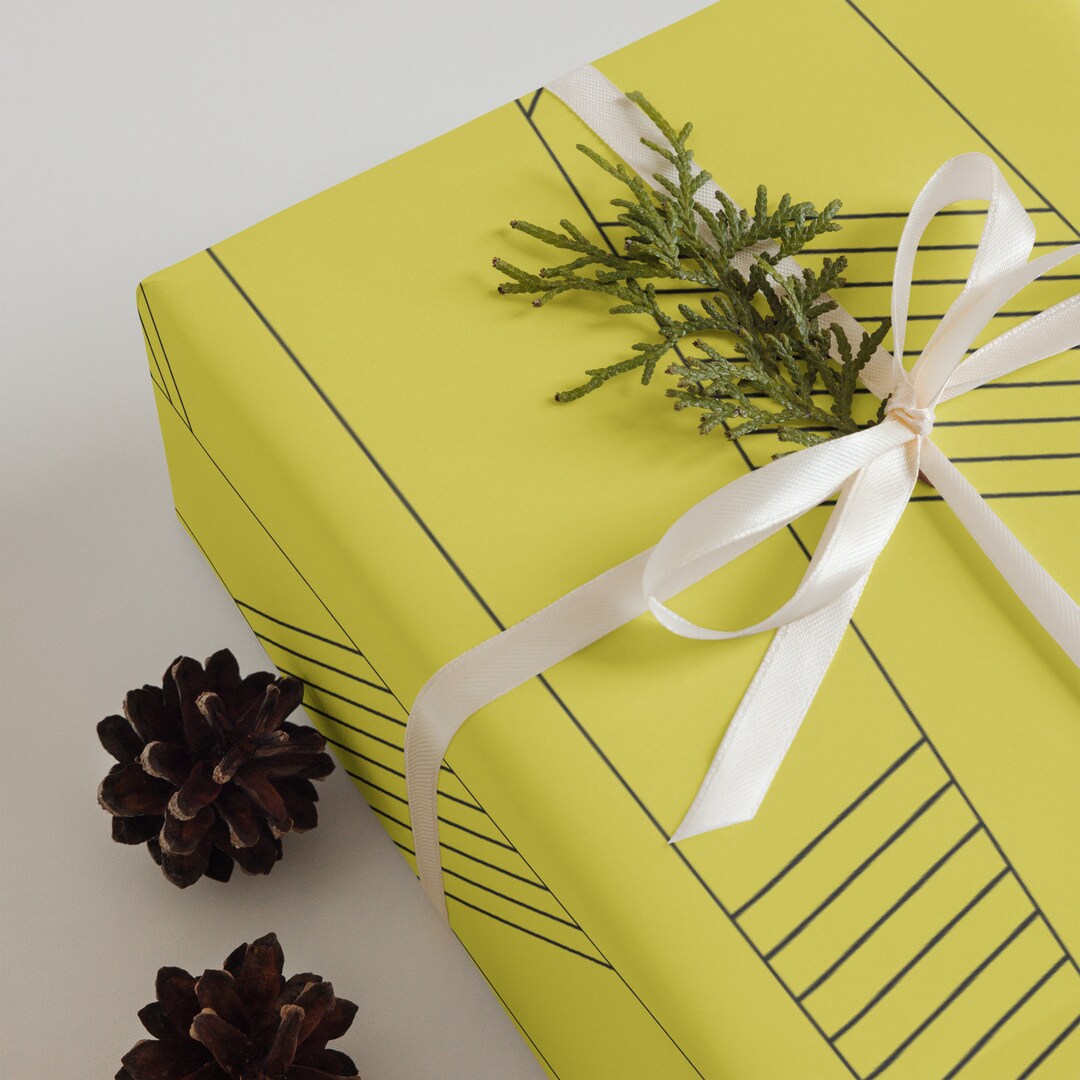 Yellow Wrapping Paper Sheets, Simple Graphic Gift Wrap, Modern Stripe Pattern Wrapping Paper ...