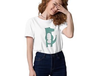 Cartoon Crocodile Organic Cotton Unisex T-Shirt