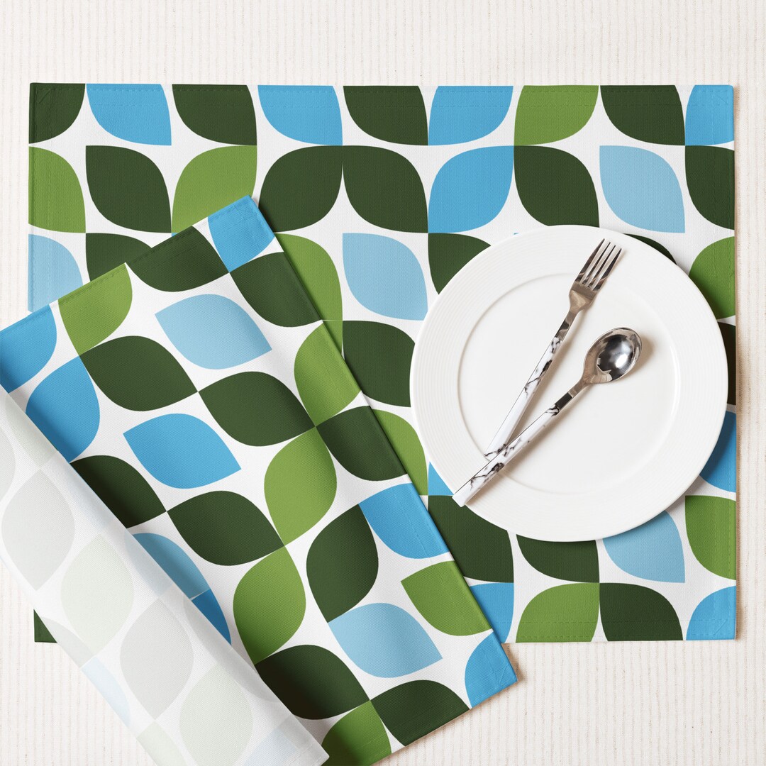 Geometric Placemat Set of 4, Leaf Pattern Design Placemat, Modern ...
