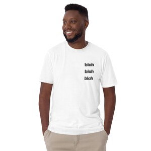 Grappig Blah Blah Blah-t-shirt | Grappig typografisch uniseks shirt, grappig T-shirt met tekst, grappig T-shirt cadeau voor haar, cool T-shirt