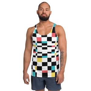 Geometrisches Herren Tank Top, Buntes Tank Top, Modernes Grafik-Shirt, Cooles Tank Top, Rechteckige Formen Tank Top, Männer Geschenke, Trendige Geometrie