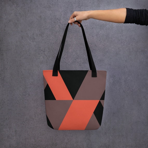 幾何学グラフィックトートバッグ：モダンな赤と黒のデザイン - Etsy 日本