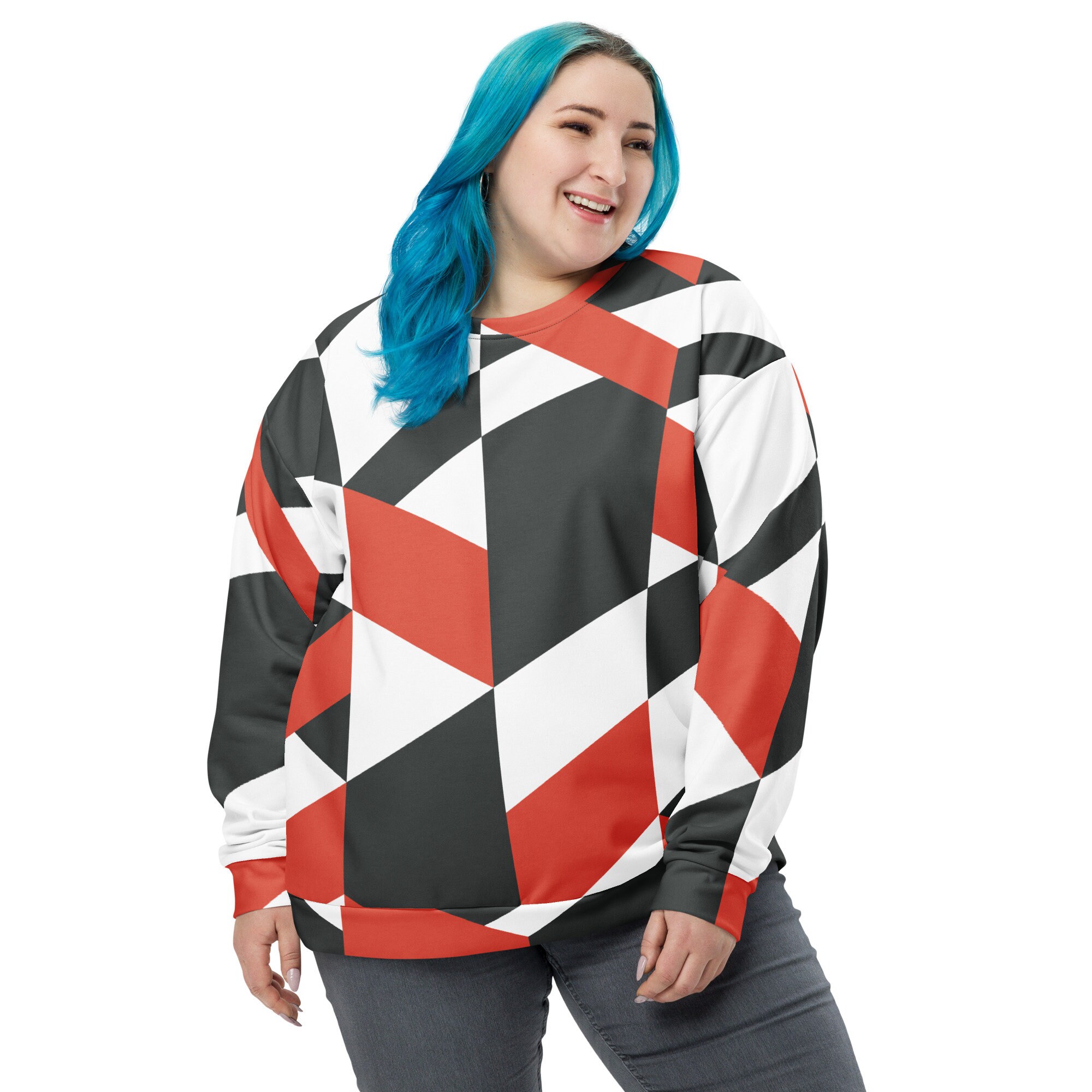 Geometric Pattern Sweatshirt: Modern Red & Black Graphic Print - Etsy