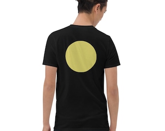 Gul cirkelgrafik-t-shirt: Minimalistisk geometrisk t-shirt