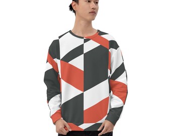 Geometric Pattern Sweatshirt: Modern Red & Black Graphic Print
