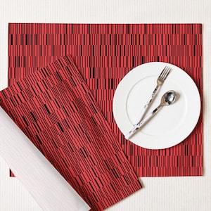 Red modern abstract geometric Placemat Set, Abstract pattern Placemat Set. Geometric pattern Placemat Set. Cool graphic Placemat Set