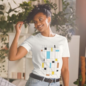 Mondrian Style Graphic Tee: Modern Geometric Unisex T-Shirt