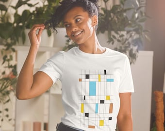 Mondrian style t-shirt, Geometric t-shirt, Modern graphic tee, Simple graphic pattern t-shirt, Unisex t-shirt, Cool graphic t shirt for gift