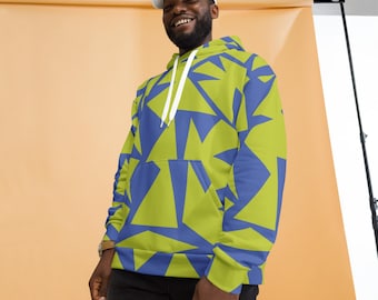 Felpa con cappuccio unisex geometrica astratta: pile di poliestere riciclato