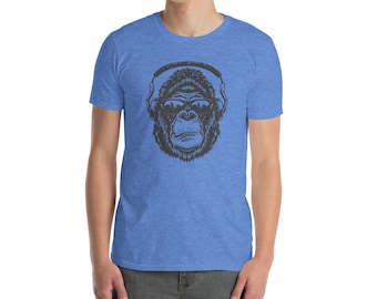 Camiseta de gorila con auriculares: divertida camiseta de dibujos animados