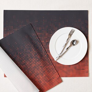 Red placemat set of 4, Modern pattern placemat, Graphic design placemat, Halftone concept placemat, Cool graphic placemat, Orange placemat