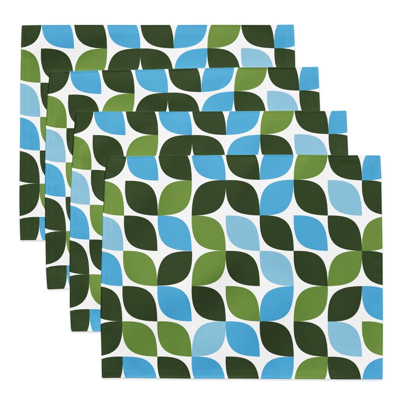 Geometric Placemat Set of 4, Leaf Pattern Design Placemat, Modern