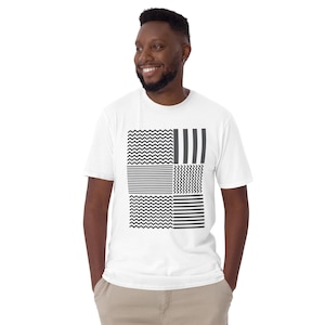 Camiseta com estampa geométrica abstrata: camiseta gráfica urbana