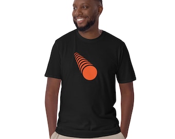 Orange cirkelgrafik-t-shirt: Modern geometrisk unisex-t-shirt