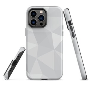 Geometric iPhone case, White iPhone 14 13 12 11 Pro max case, Modern tough iPhone case, Triangles pattern iPhone case, Elegant iPhone case